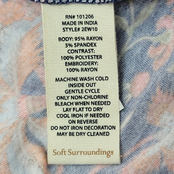 Soft Surroundings Vivian Boho Beaded Embroidered Paisley Tunic Top Sz M - Picture 11 of 12